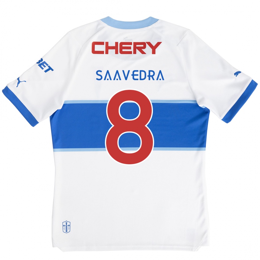 Criança Camisola Ignacio Saavedra #8 Branco Azul Principal 2024/25 Camisa Brasil