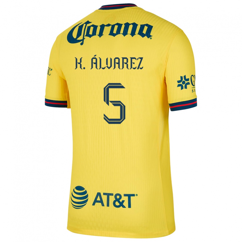 Criança Camisola Kevin Álvarez #5 Amarelo Azul Principal 2024/25 Camisa Brasil