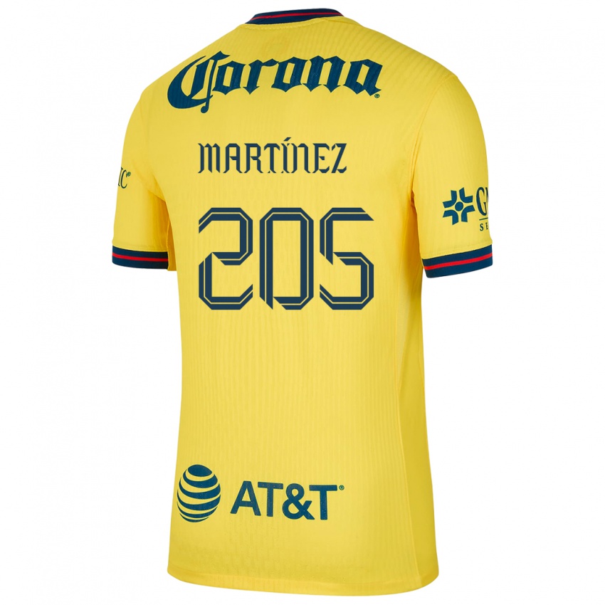 Criança Camisola Sebastián Martínez #205 Amarelo Azul Principal 2024/25 Camisa Brasil