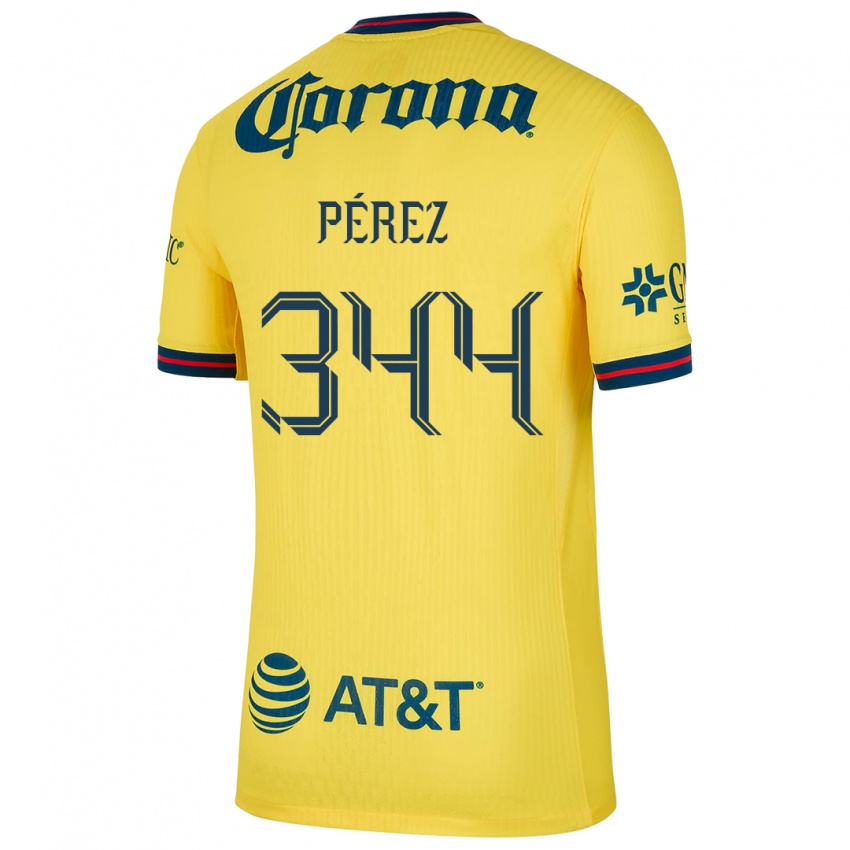 Criança Camisola Froylan Pérez #344 Amarelo Azul Principal 2024/25 Camisa Brasil