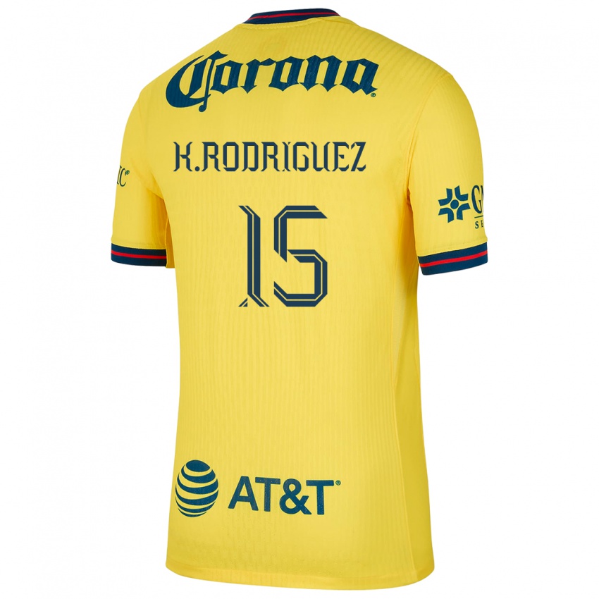 Criança Camisola Kimberly Rodriguez #15 Amarelo Azul Principal 2024/25 Camisa Brasil