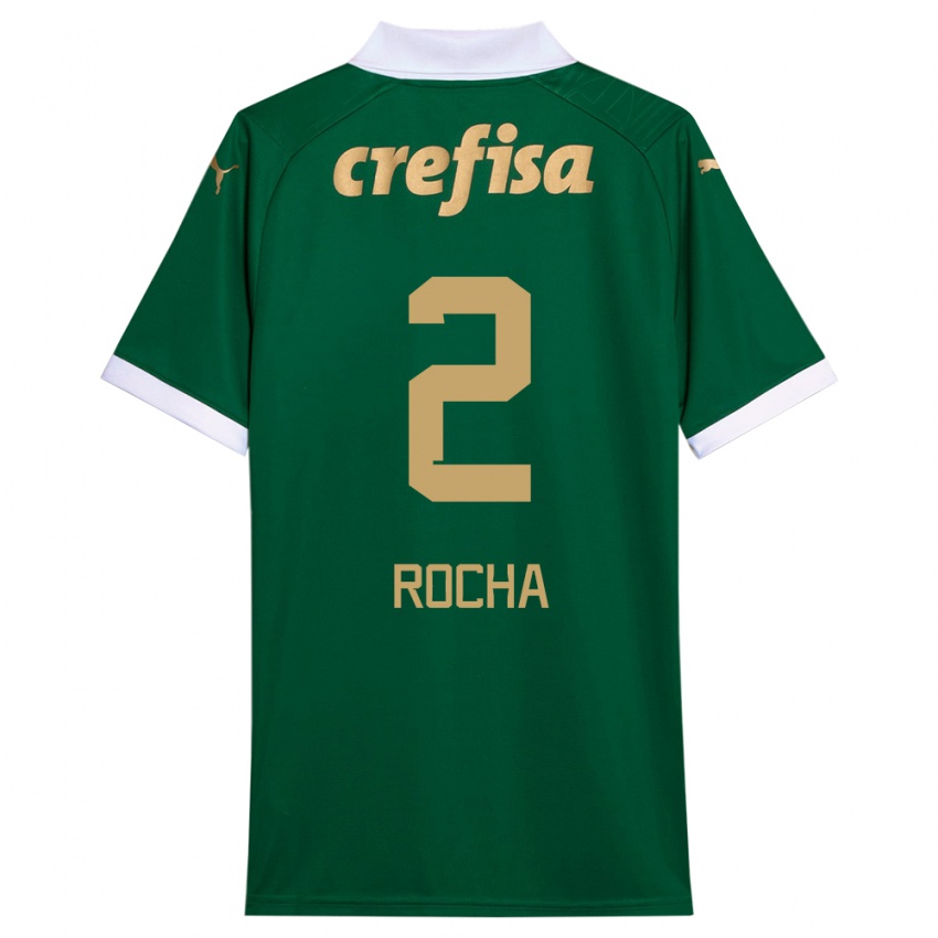 Criança Camisola Marcos Rocha #2 Verde Branco Principal 2024/25 Camisa Brasil