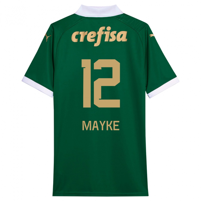 Criança Camisola Mayke #12 Verde Branco Principal 2024/25 Camisa Brasil