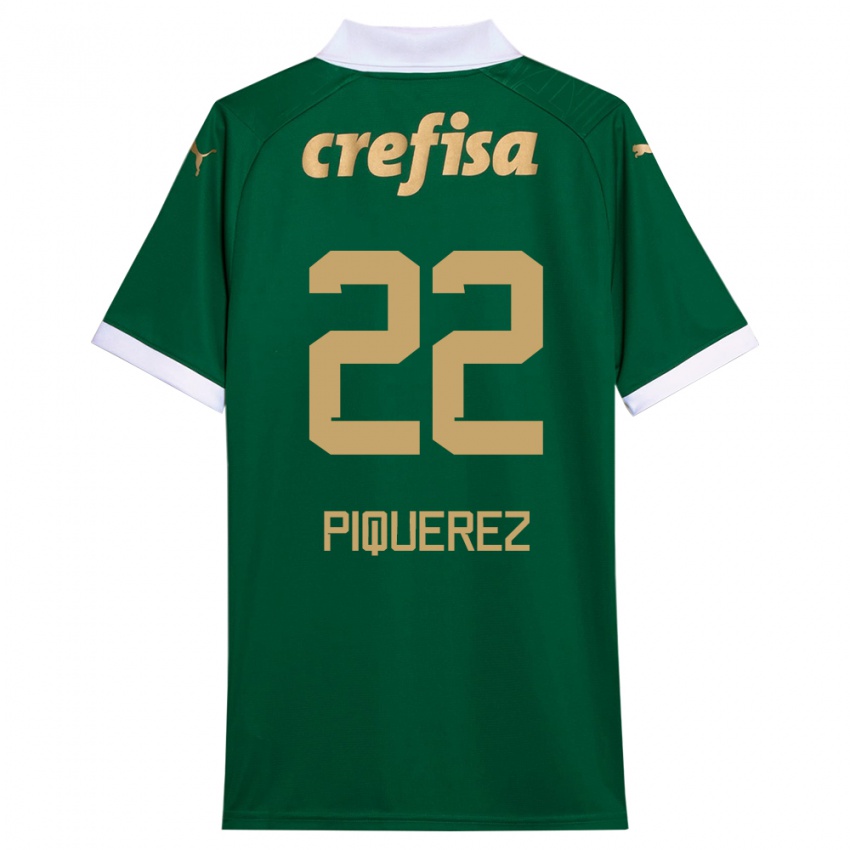 Criança Camisola Joaquin Piquerez #22 Verde Branco Principal 2024/25 Camisa Brasil