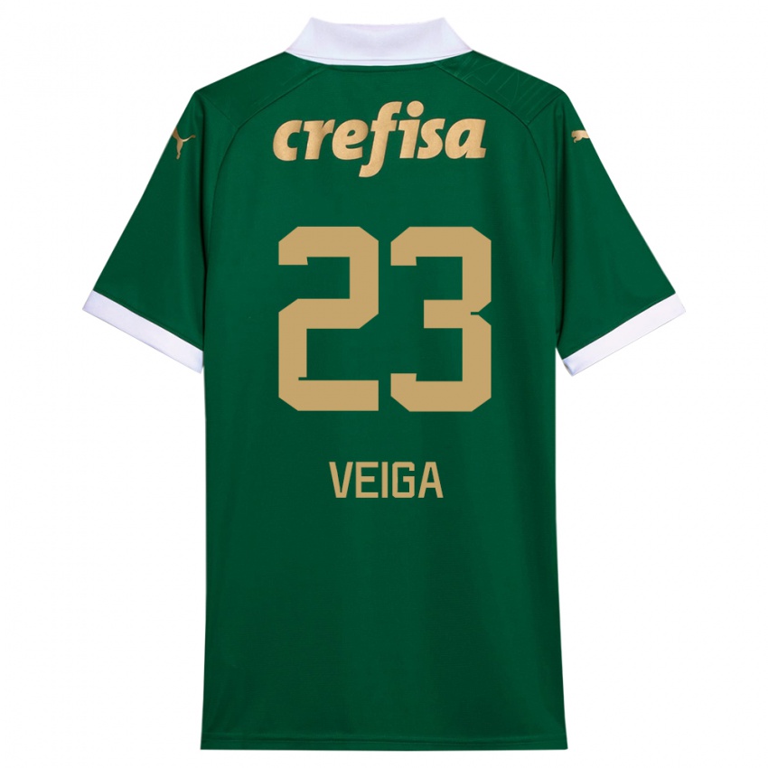 Criança Camisola Raphael Veiga #23 Verde Branco Principal 2024/25 Camisa Brasil