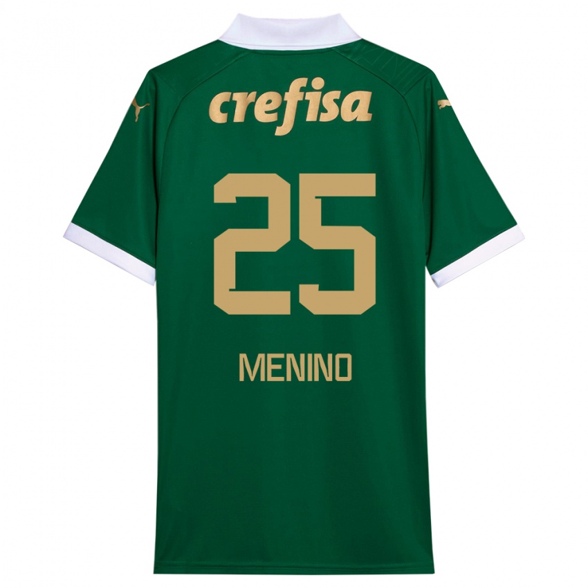 Criança Camisola Gabriel Menino #25 Verde Branco Principal 2024/25 Camisa Brasil