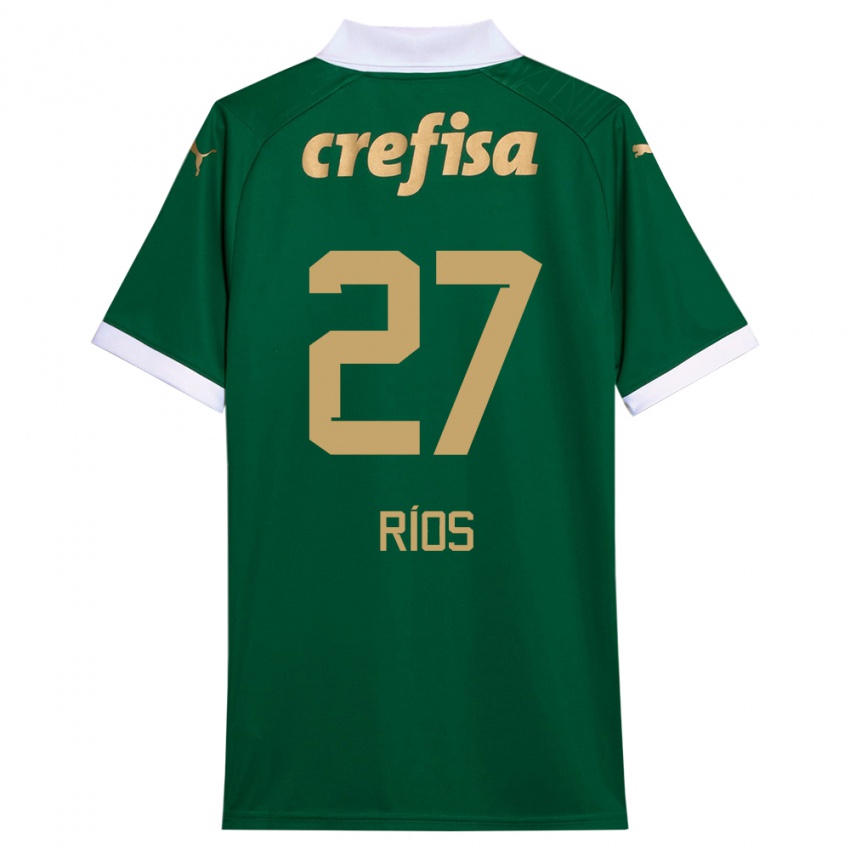 Criança Camisola Richard Ríos #27 Verde Branco Principal 2024/25 Camisa Brasil