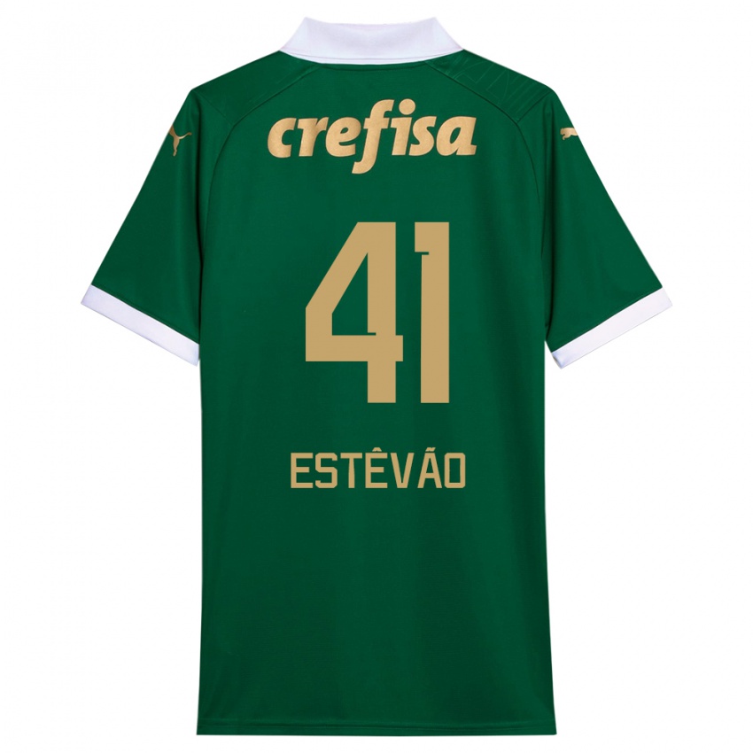 Criança Camisola Estêvão #41 Verde Branco Principal 2024/25 Camisa Brasil