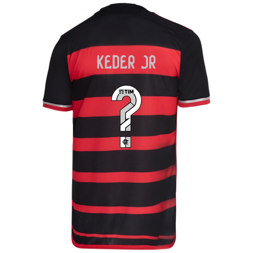 Criança Camisola Keder Jr #0 Vermelho Preto Principal 2024/25 Camisa Brasil