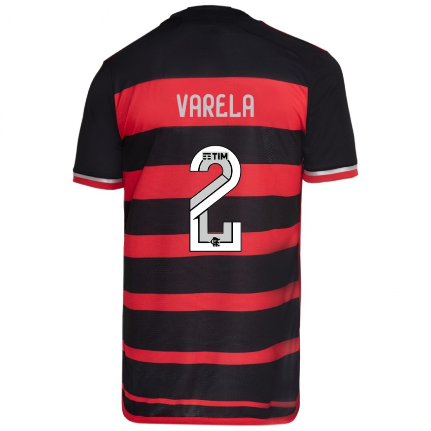 Criança Camisola Guillermo Varela #2 Vermelho Preto Principal 2024/25 Camisa Brasil