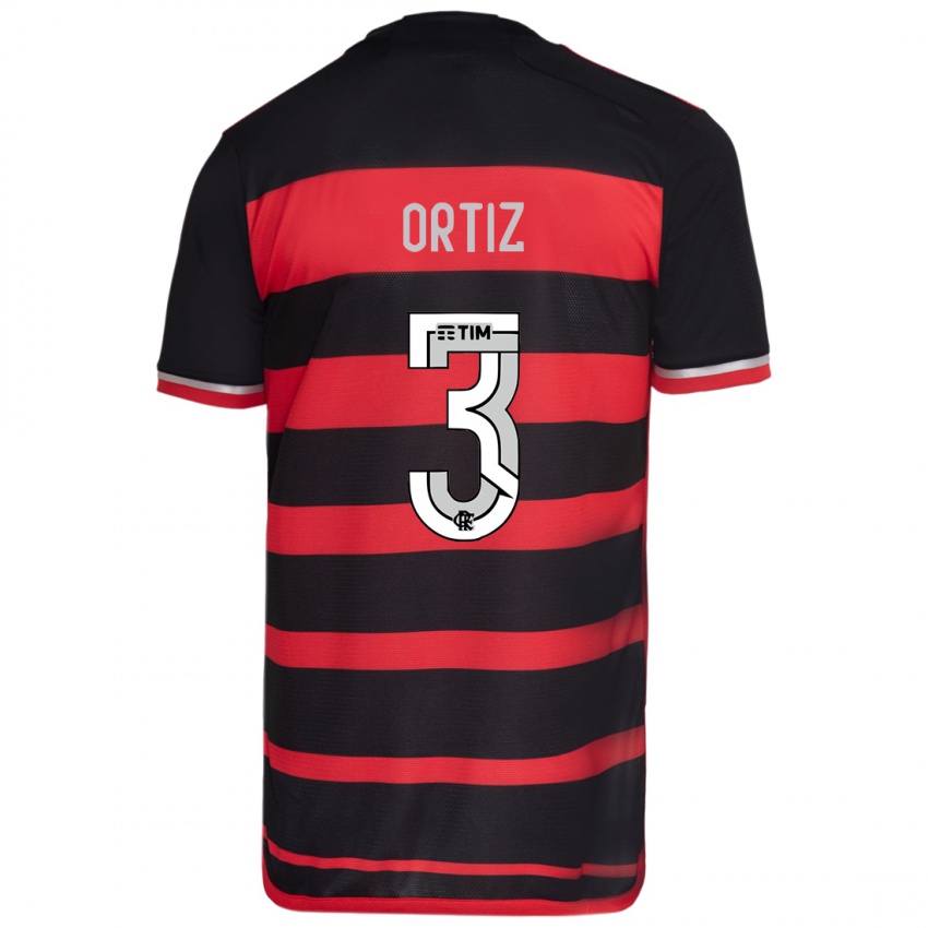 Criança Camisola Léo Ortiz #3 Vermelho Preto Principal 2024/25 Camisa Brasil