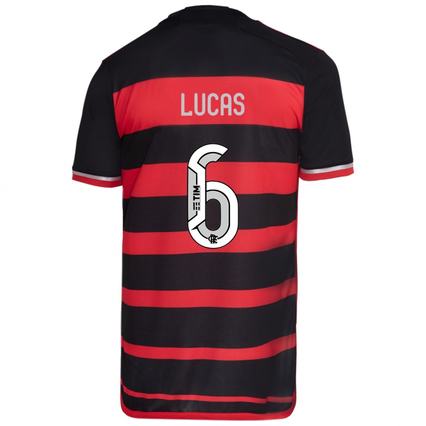 Criança Camisola Ayrton Lucas #6 Vermelho Preto Principal 2024/25 Camisa Brasil