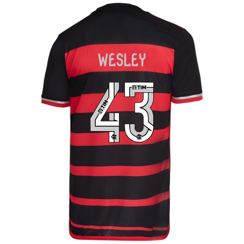 Criança Camisola Wesley #43 Vermelho Preto Principal 2024/25 Camisa Brasil