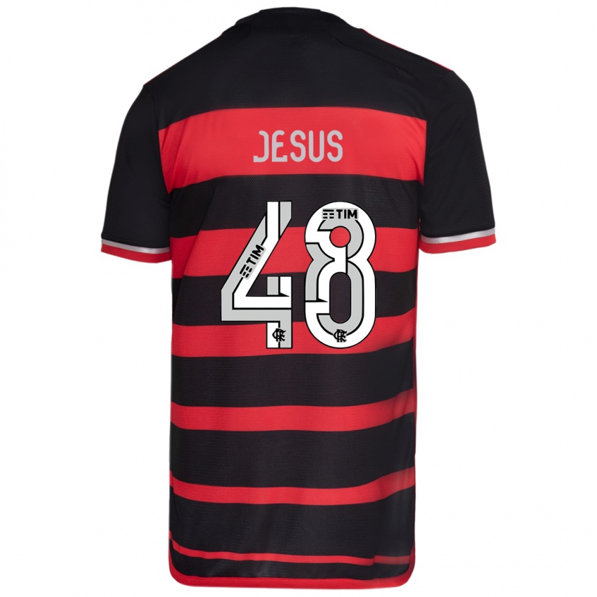 Criança Camisola Igor Jesus #48 Vermelho Preto Principal 2024/25 Camisa Brasil