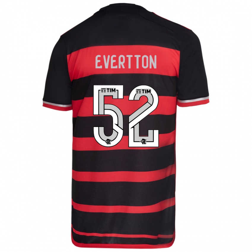 Criança Camisola Evertton #52 Vermelho Preto Principal 2024/25 Camisa Brasil