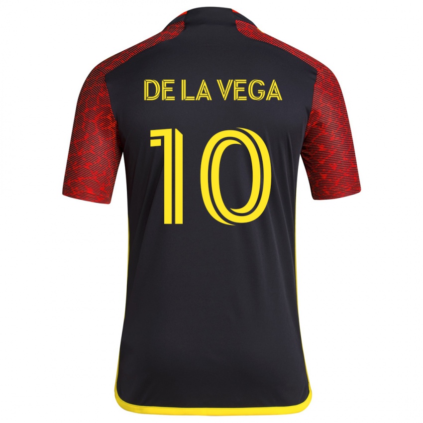 Criança Camisola Pedro De La Vega #10 Vermelho Preto Alternativa 2024/25 Camisa Brasil