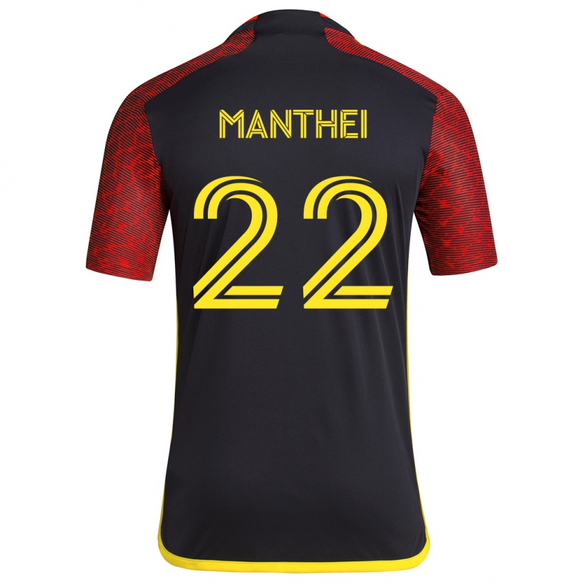 Criança Camisola Leahi Manthei #22 Vermelho Preto Alternativa 2024/25 Camisa Brasil