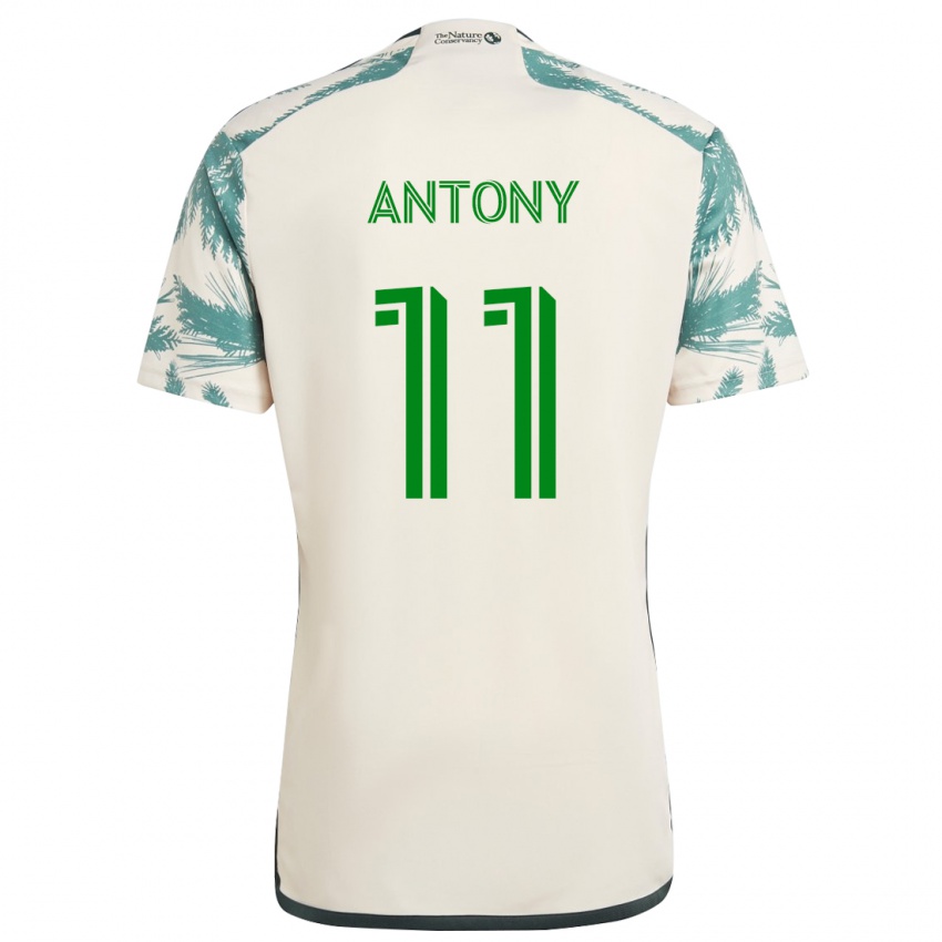 Criança Camisola Antony #11 Bege Castanho Alternativa 2024/25 Camisa Brasil