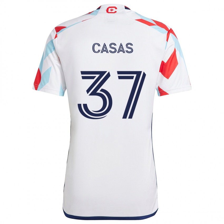 Criança Camisola Javier Casas #37 Branco Vermelho Azul Alternativa 2024/25 Camisa Brasil