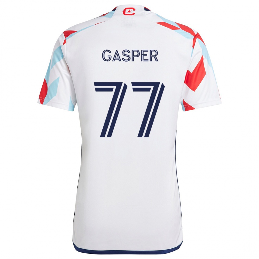 Criança Camisola Chase Gasper #77 Branco Vermelho Azul Alternativa 2024/25 Camisa Brasil