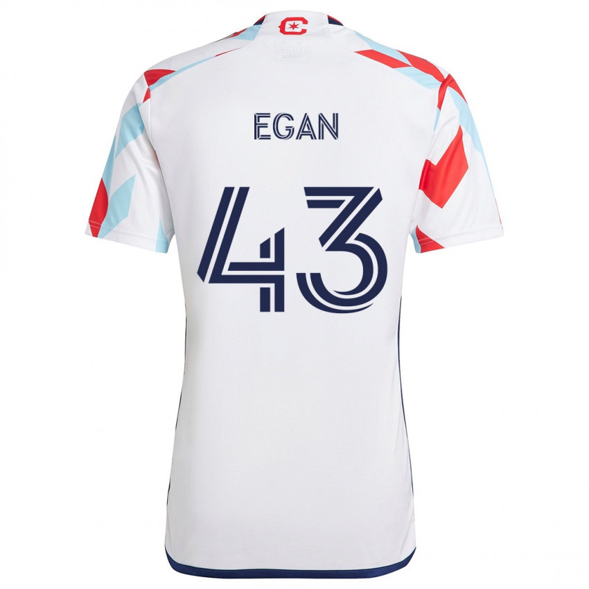 Criança Camisola Noah Egan #43 Branco Vermelho Azul Alternativa 2024/25 Camisa Brasil