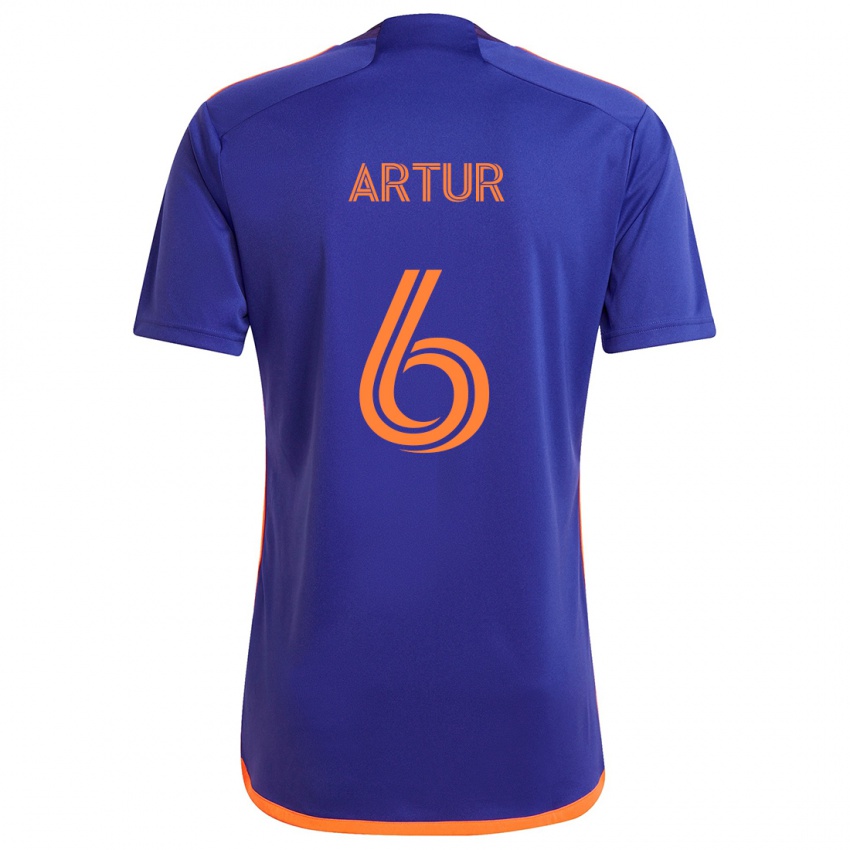 Criança Camisola Artur #6 Laranja Roxa Alternativa 2024/25 Camisa Brasil