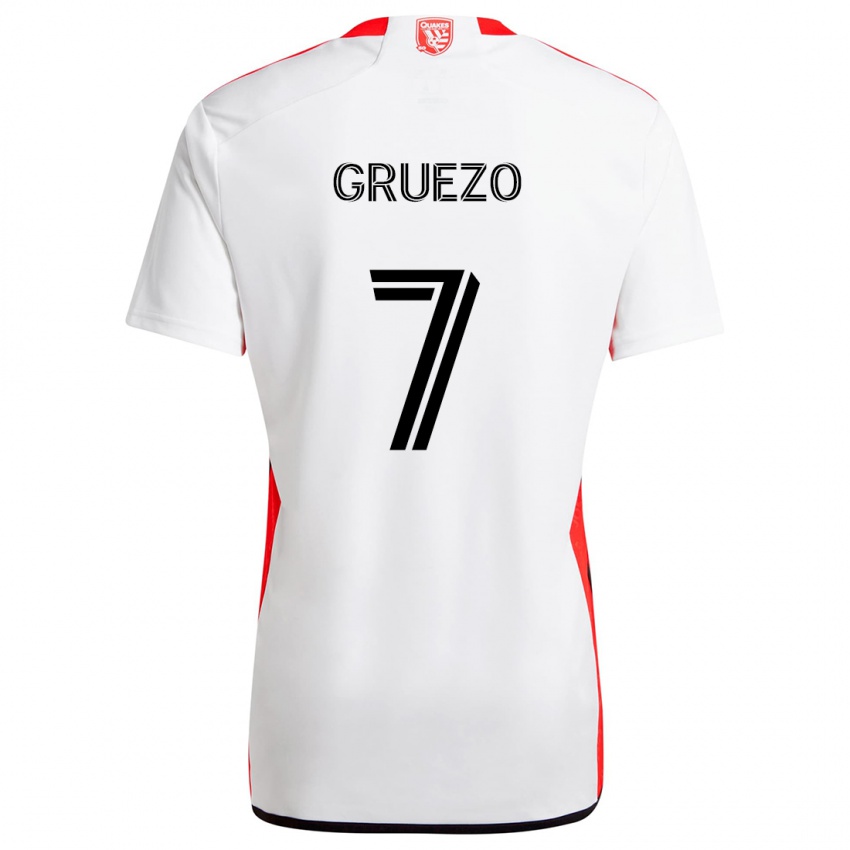 Criança Camisola Carlos Gruezo #7 Branco Vermelho Alternativa 2024/25 Camisa Brasil