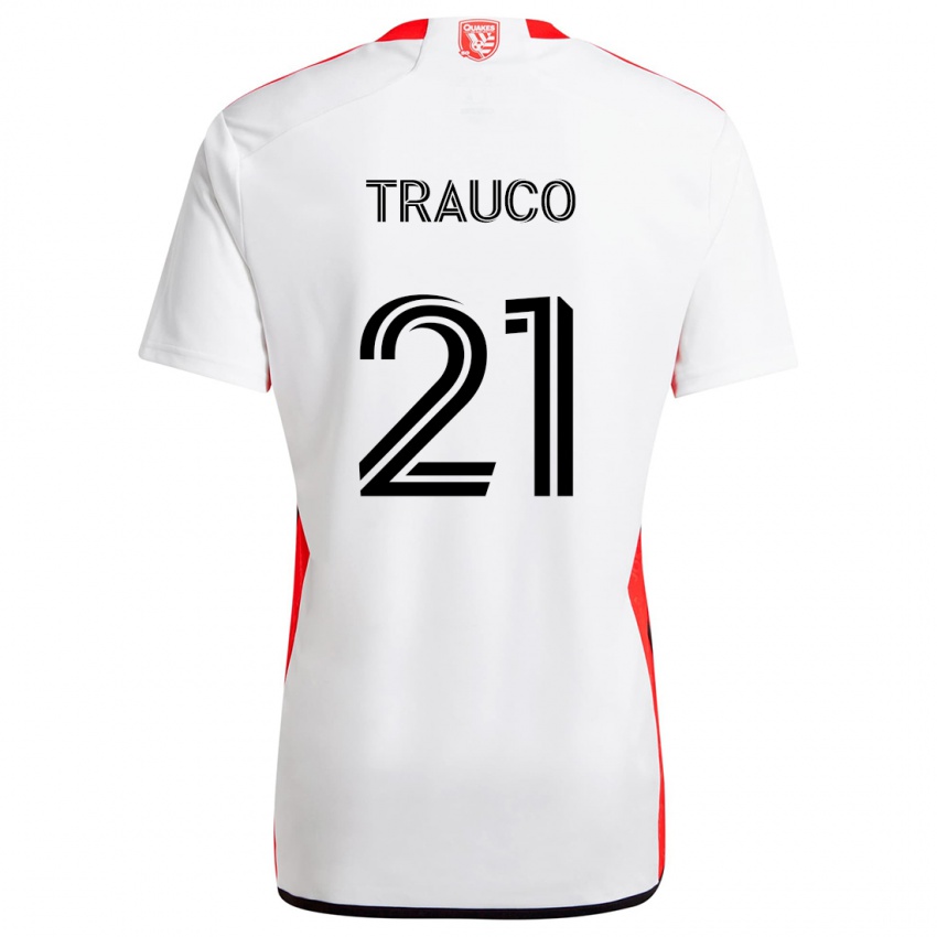 Criança Camisola Miguel Trauco #21 Branco Vermelho Alternativa 2024/25 Camisa Brasil