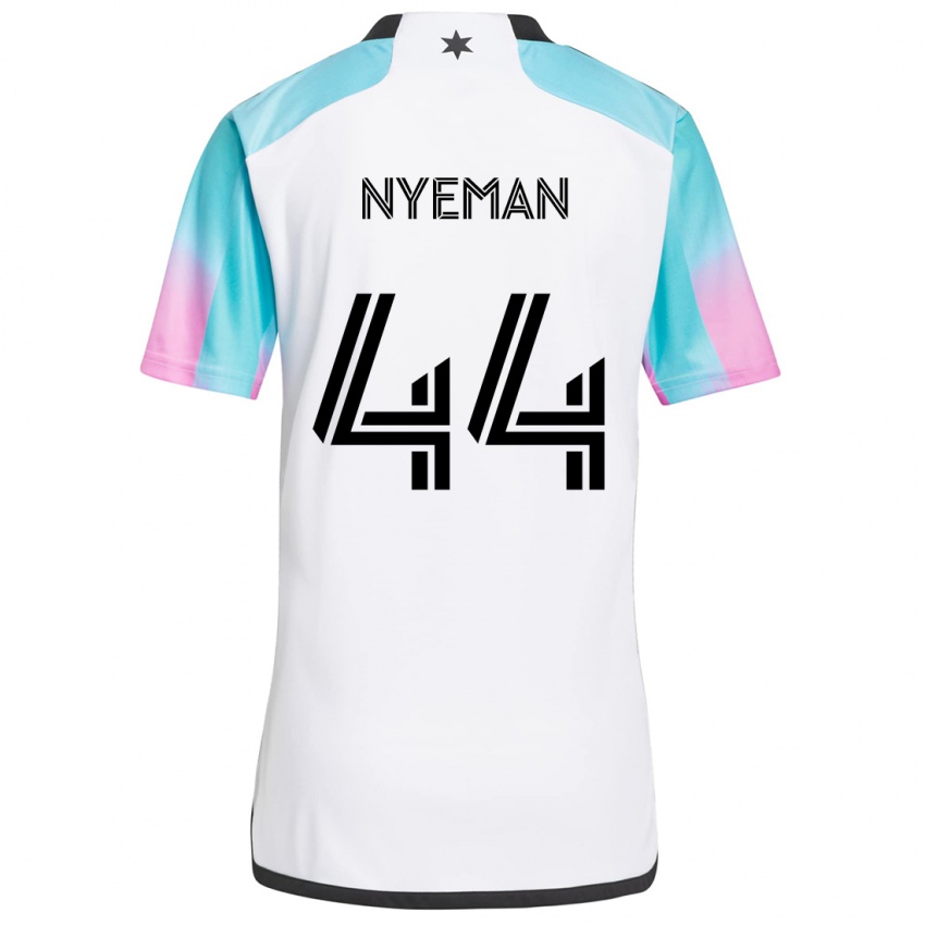 Criança Camisola Moses Nyeman #44 Branco Azul Preto Alternativa 2024/25 Camisa Brasil