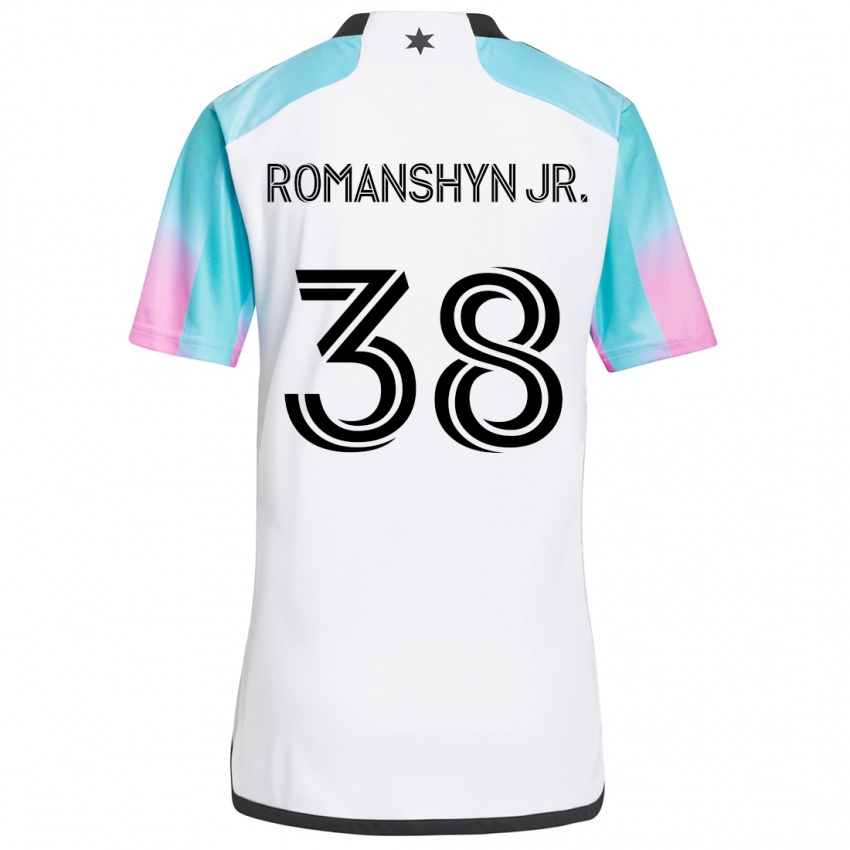 Criança Camisola Kage Romanshyn Jr. #38 Branco Azul Preto Alternativa 2024/25 Camisa Brasil