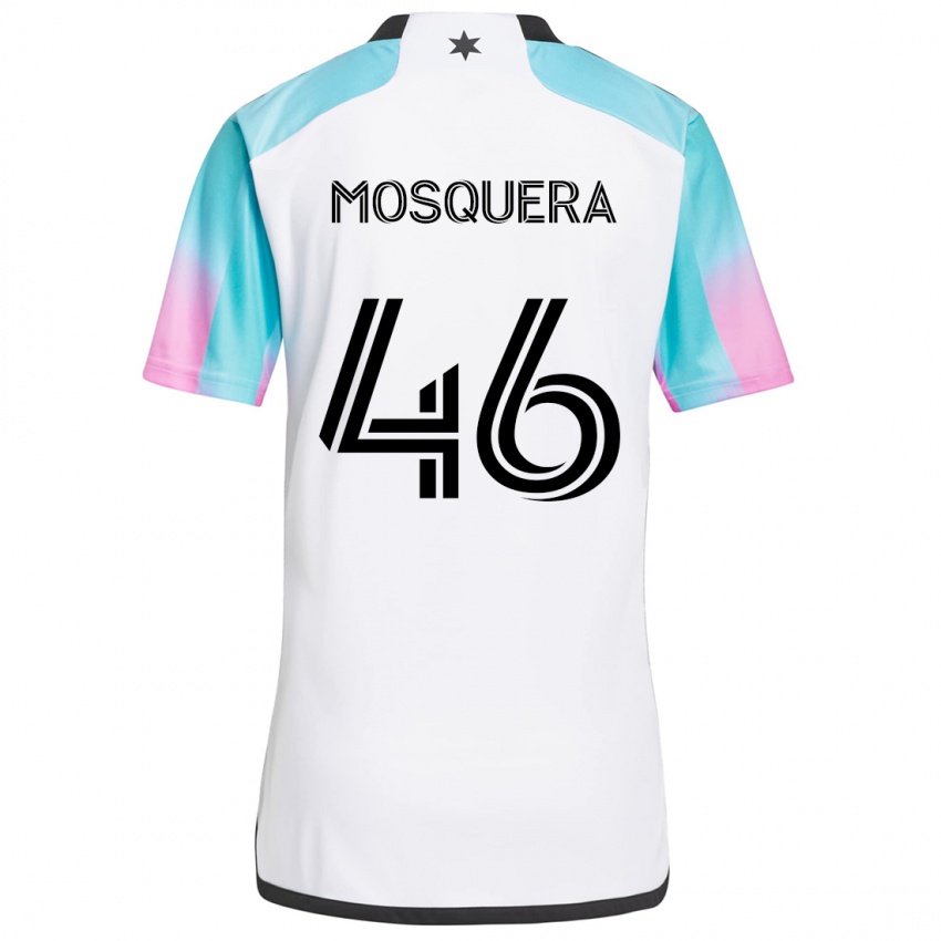 Criança Camisola Juan Camilo Mosquera #46 Branco Azul Preto Alternativa 2024/25 Camisa Brasil