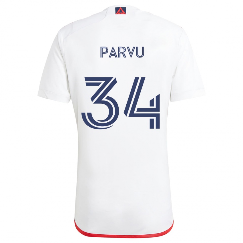 Criança Camisola Alexandru Parvu #34 Branco Vermelho Alternativa 2024/25 Camisa Brasil