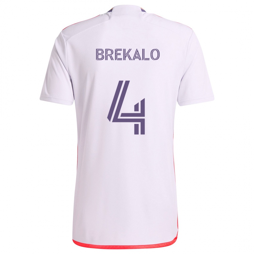 Criança Camisola David Brekalo #4 Branco Vermelho Roxo Alternativa 2024/25 Camisa Brasil