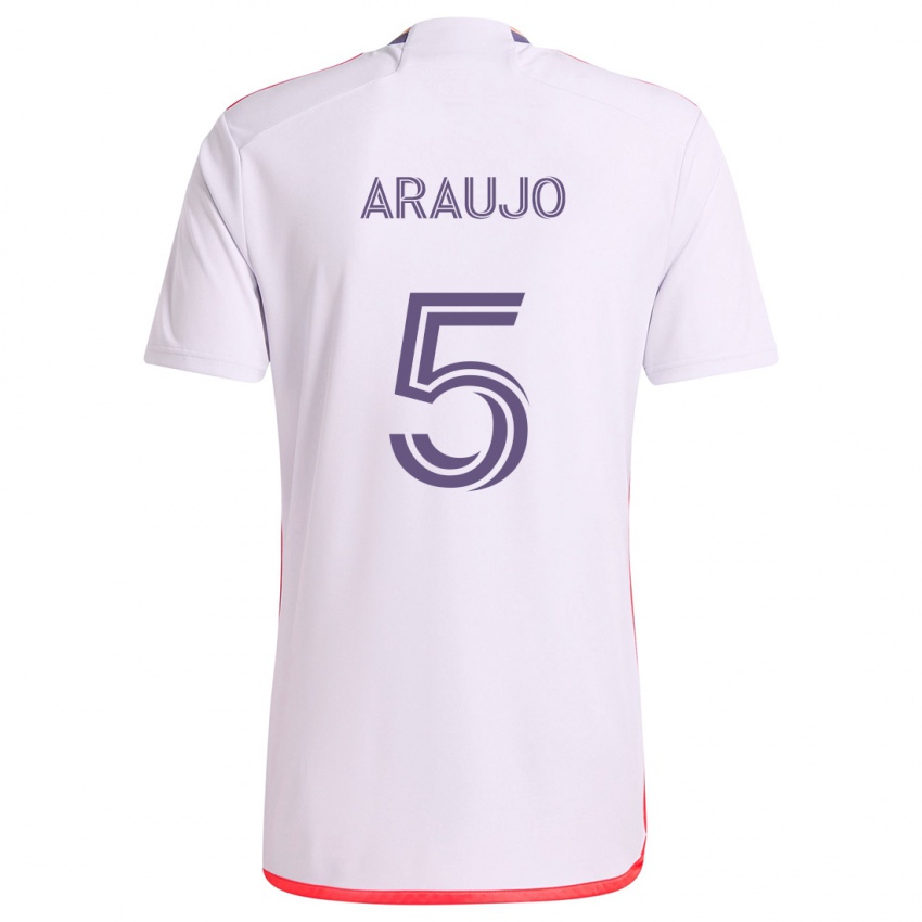 Criança Camisola César Araújo #5 Branco Vermelho Roxo Alternativa 2024/25 Camisa Brasil