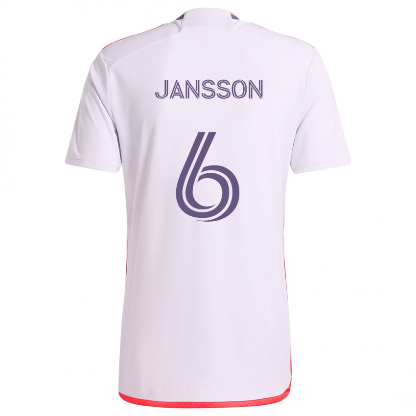 Criança Camisola Robin Jansson #6 Branco Vermelho Roxo Alternativa 2024/25 Camisa Brasil