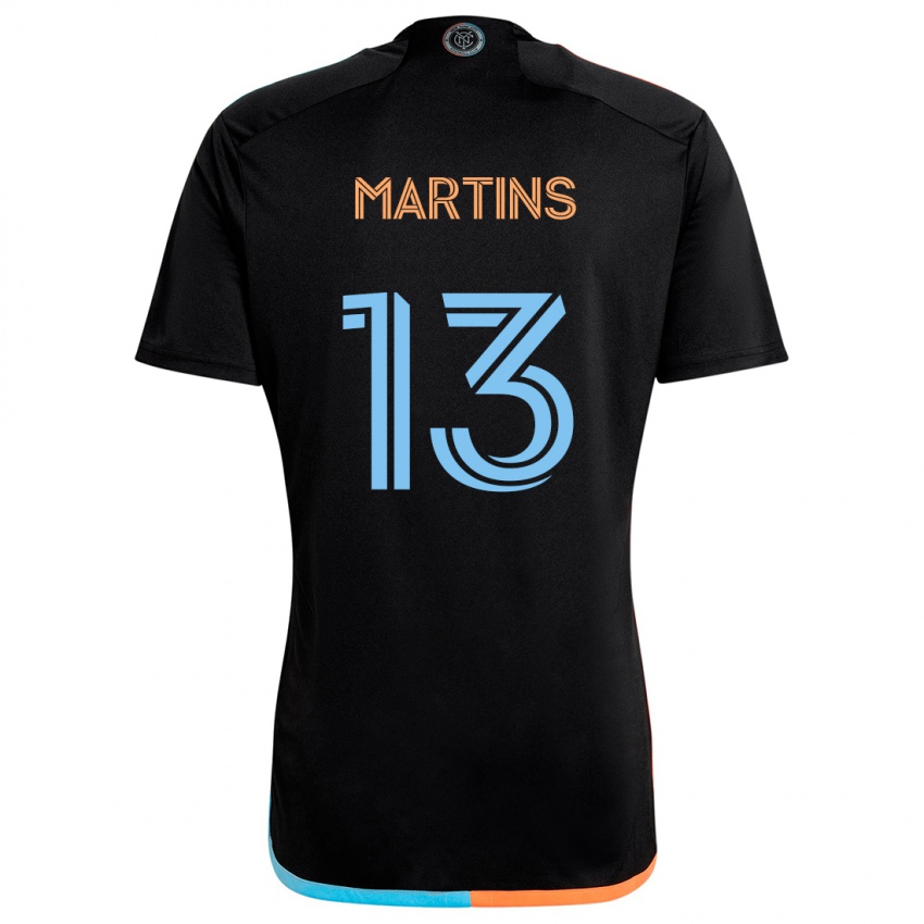 Criança Camisola Thiago Martins #13 Preto Laranja Azul Alternativa 2024/25 Camisa Brasil