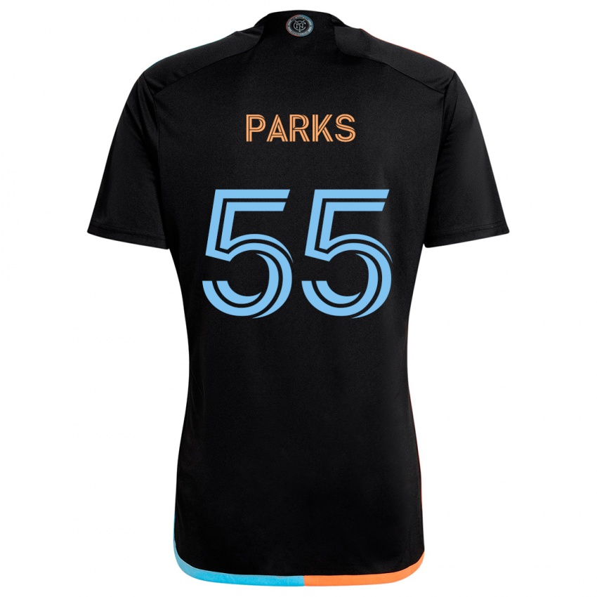 Criança Camisola Keaton Parks #55 Preto Laranja Azul Alternativa 2024/25 Camisa Brasil