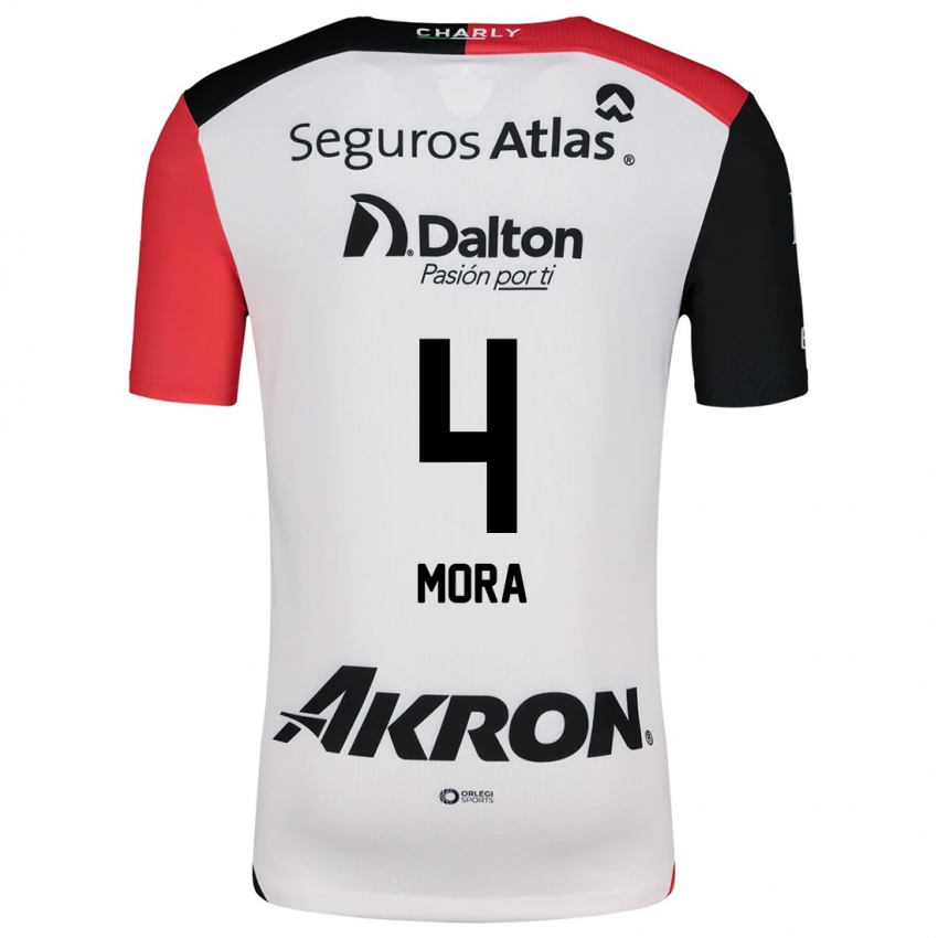 Criança Camisola Adrián Mora #4 Branco Vermelho Preto Alternativa 2024/25 Camisa Brasil