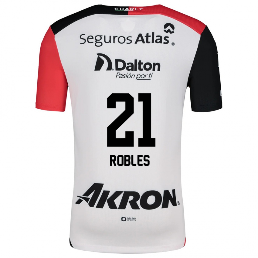 Criança Camisola Carlos Robles #21 Branco Vermelho Preto Alternativa 2024/25 Camisa Brasil