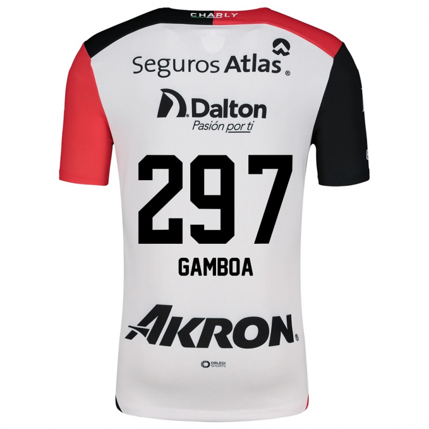 Criança Camisola Luis Gamboa #297 Branco Vermelho Preto Alternativa 2024/25 Camisa Brasil