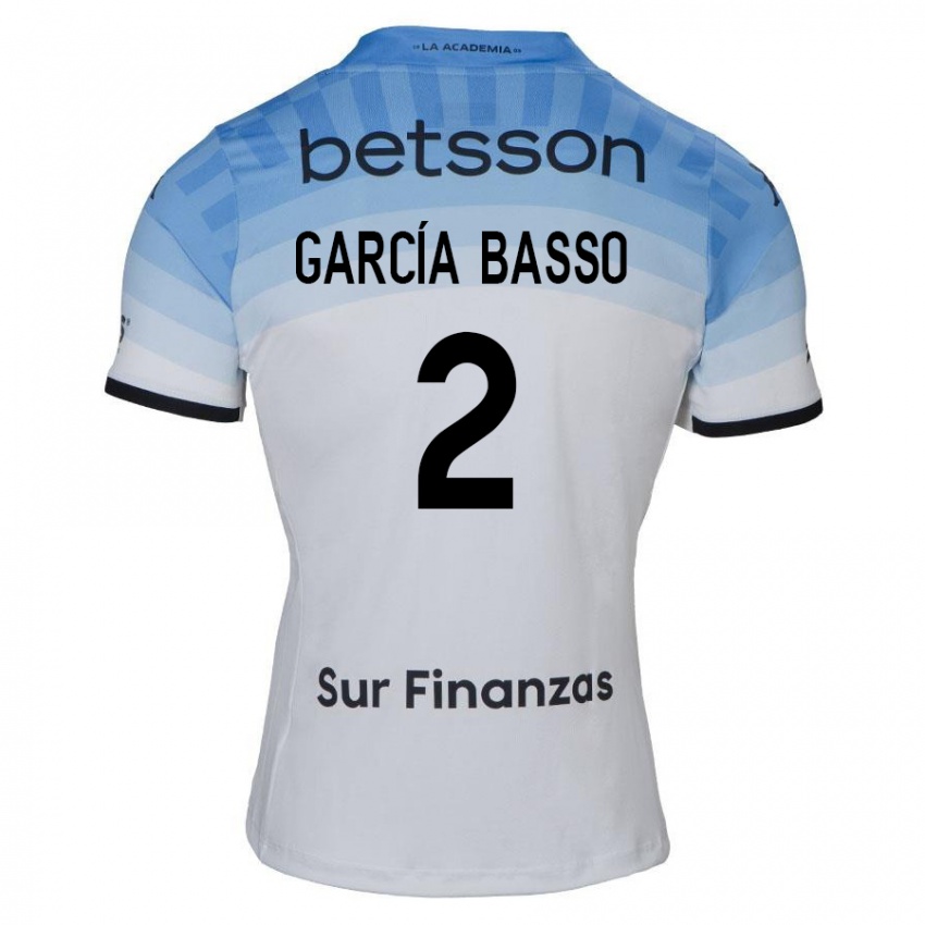 Criança Camisola Agustín García Basso #2 Branco Azul Preto Alternativa 2024/25 Camisa Brasil