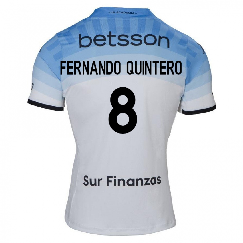 Criança Camisola Juan Fernando Quintero #8 Branco Azul Preto Alternativa 2024/25 Camisa Brasil