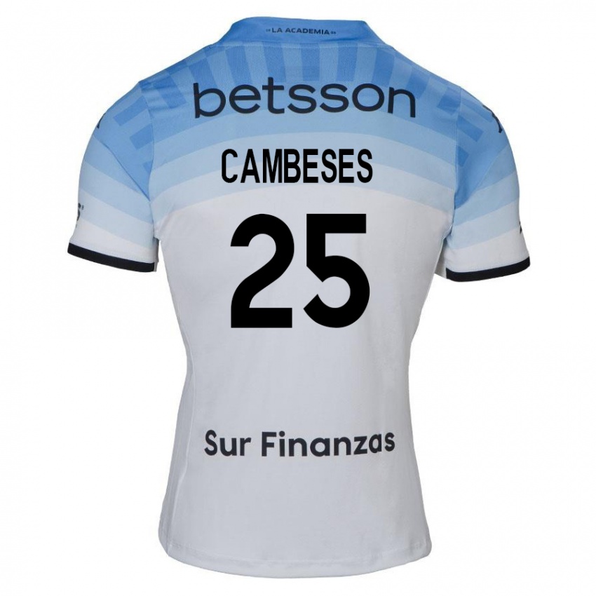 Criança Camisola Facundo Cambeses #25 Branco Azul Preto Alternativa 2024/25 Camisa Brasil