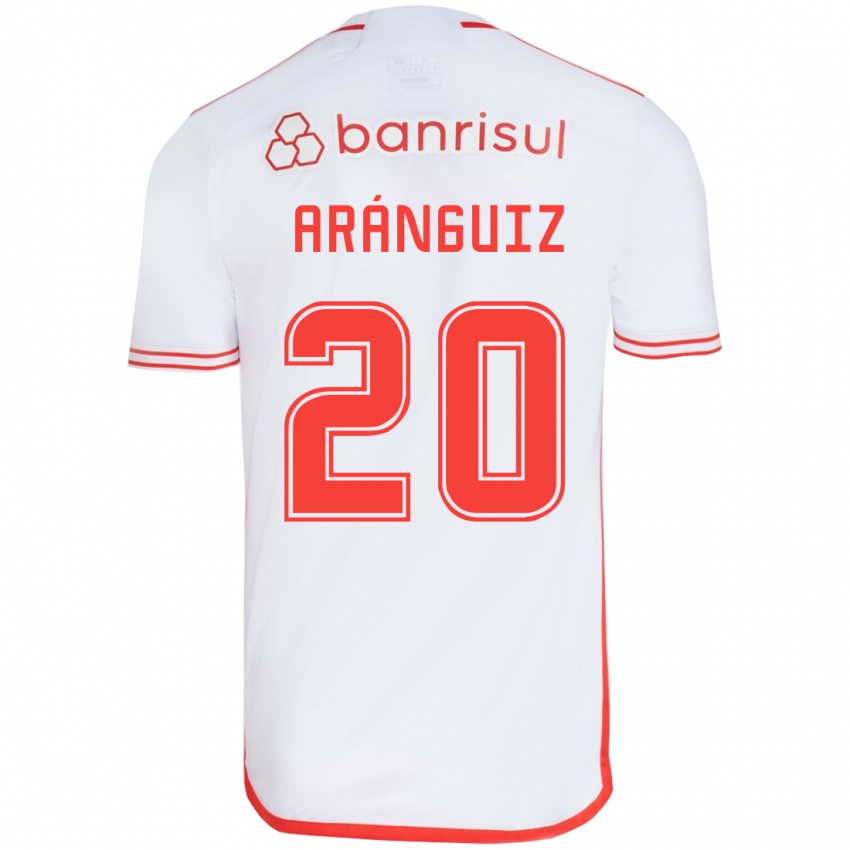 Criança Camisola Charles Aránguiz #20 Branco Vermelho Alternativa 2024/25 Camisa Brasil