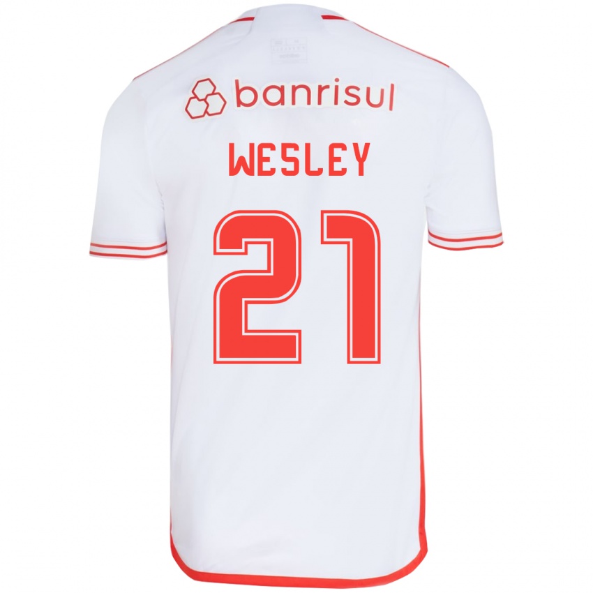 Criança Camisola Wesley #21 Branco Vermelho Alternativa 2024/25 Camisa Brasil