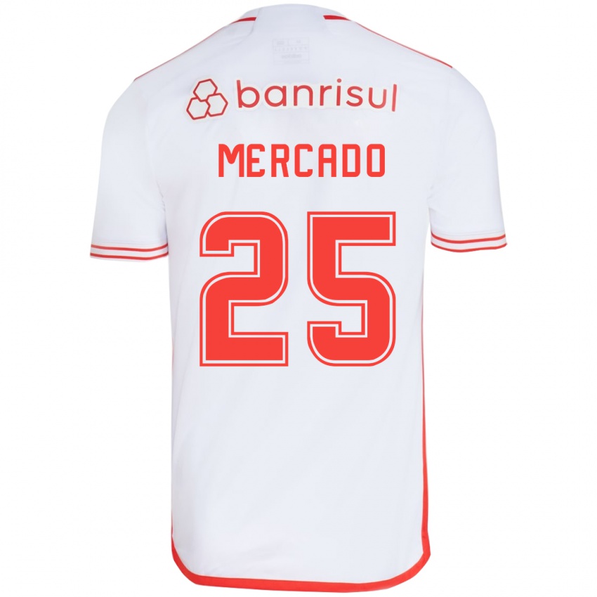 Criança Camisola Gabriel Mercado #25 Branco Vermelho Alternativa 2024/25 Camisa Brasil