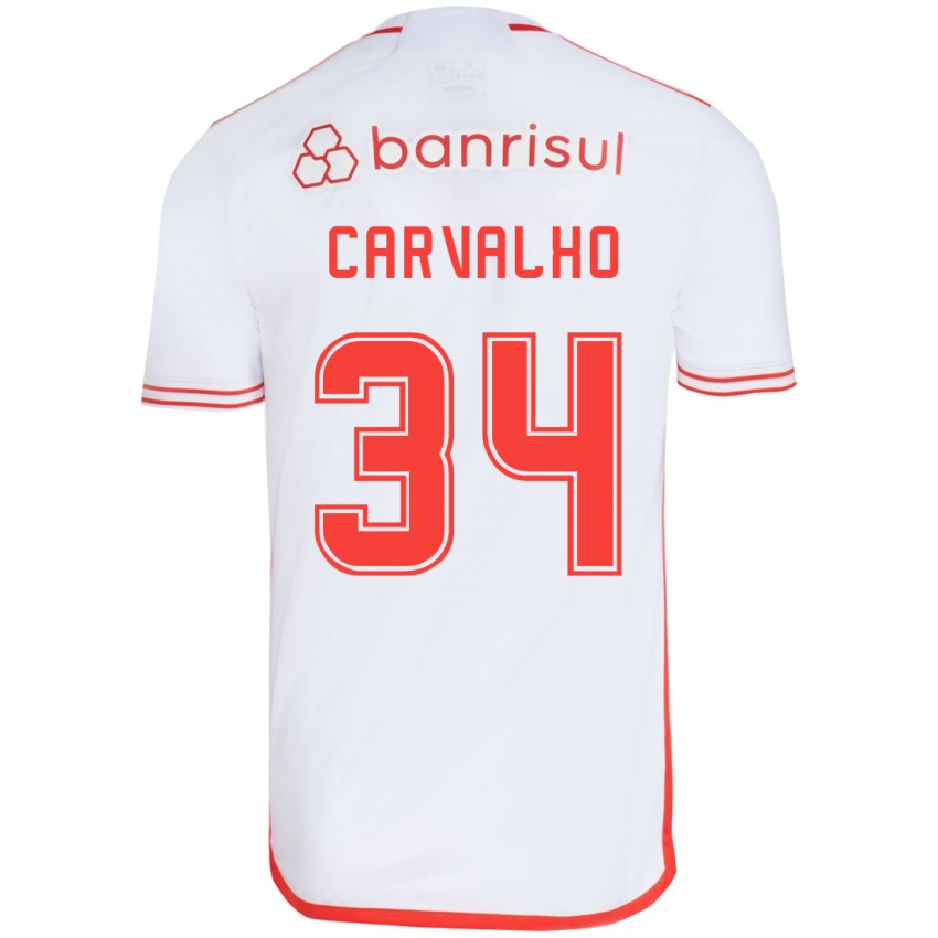 Criança Camisola Gabriel Carvalho #34 Branco Vermelho Alternativa 2024/25 Camisa Brasil