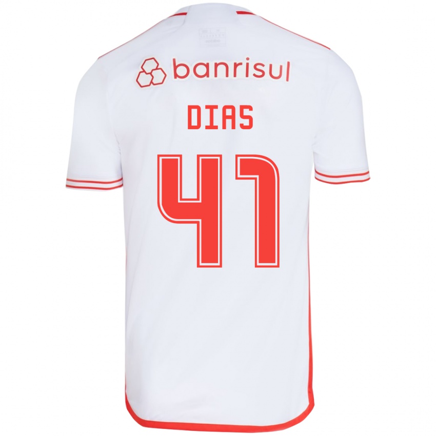 Criança Camisola Matheus Dias #41 Branco Vermelho Alternativa 2024/25 Camisa Brasil