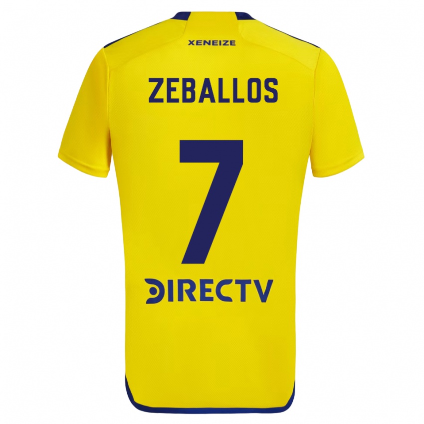 Criança Camisola Exequiel Zeballos #7 Amarelo Azul Alternativa 2024/25 Camisa Brasil