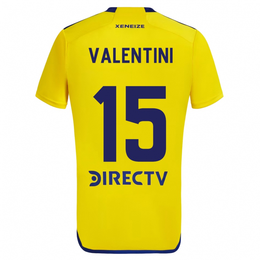 Criança Camisola Nicolas Valentini #15 Amarelo Azul Alternativa 2024/25 Camisa Brasil